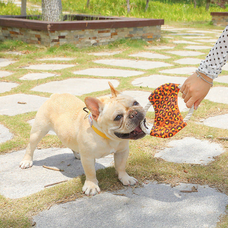 KFX-6204733 Leopard Pattern Cotton Rope Dog Toy - 19CM Diameter Bite Toy