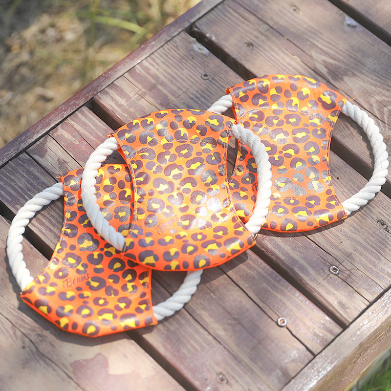 KFX-6204733 Leopard Pattern Cotton Rope Dog Toy - 19CM Diameter Bite Toy