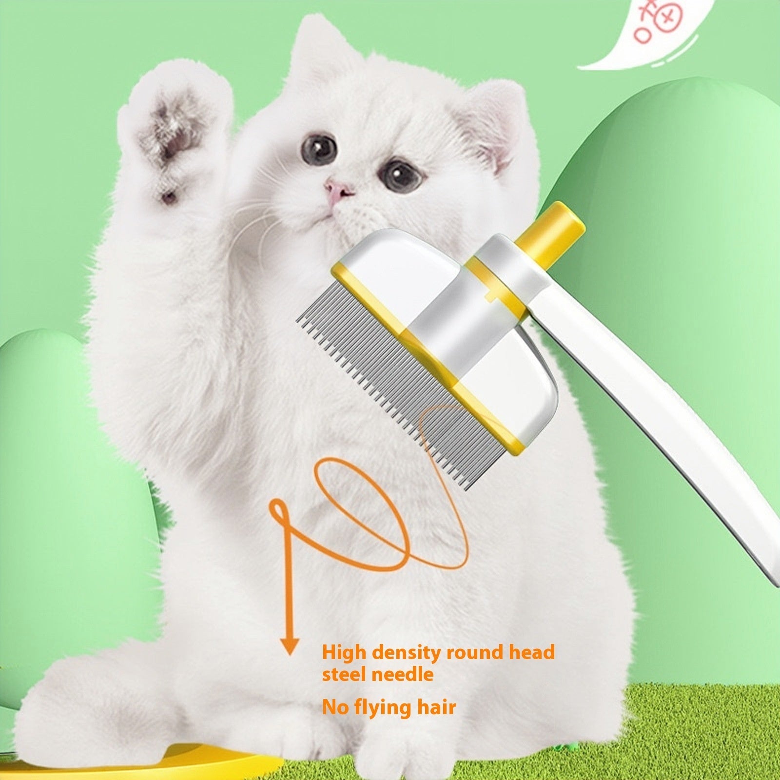 KFX-6211261 Self-Cleaning Pet Comb for Long Hair Cats and Dogs - Gentle Hair Removal, Skin Protection, and Health Promotion