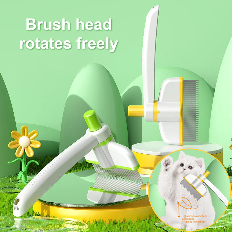 KFX-6211261 Self-Cleaning Pet Comb for Long Hair Cats and Dogs - Gentle Hair Removal, Skin Protection, and Health Promotion