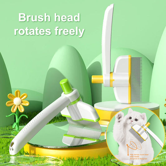 KFX-6211261 Self-Cleaning Pet Comb for Long Hair Cats and Dogs - Gentle Hair Removal, Skin Protection, and Health Promotion