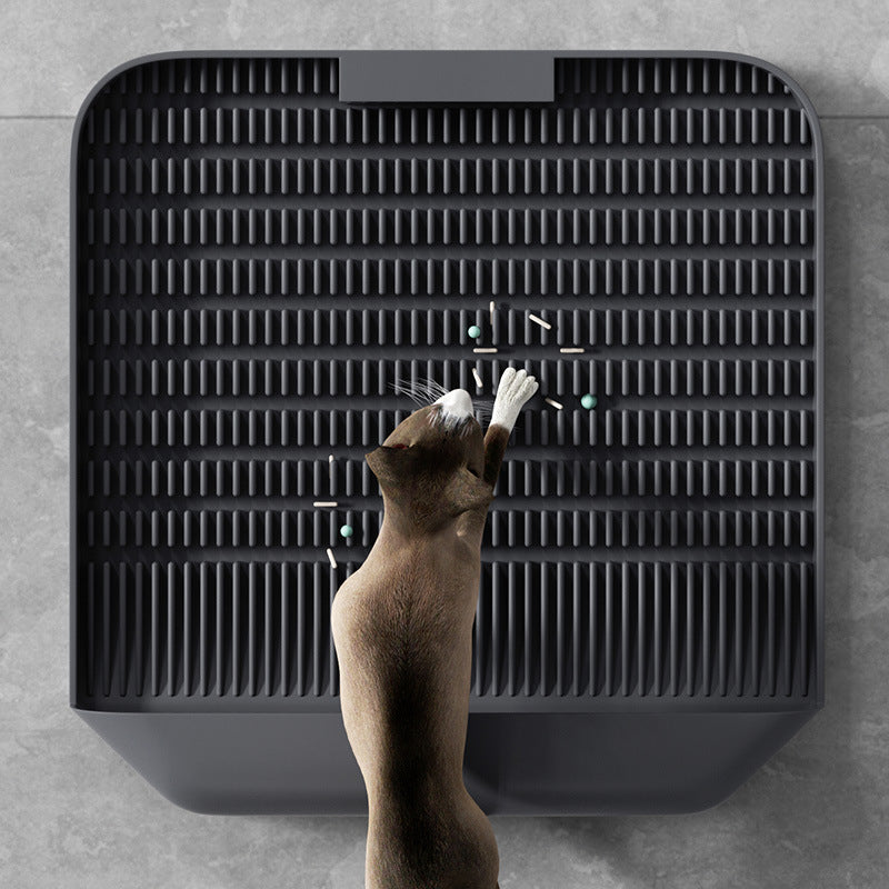 KFX-6211517 Bamboo Charcoal Cat Litter Pad Mat - Pet Supplies in Gray and Cream Yellow 37x37x8CM
