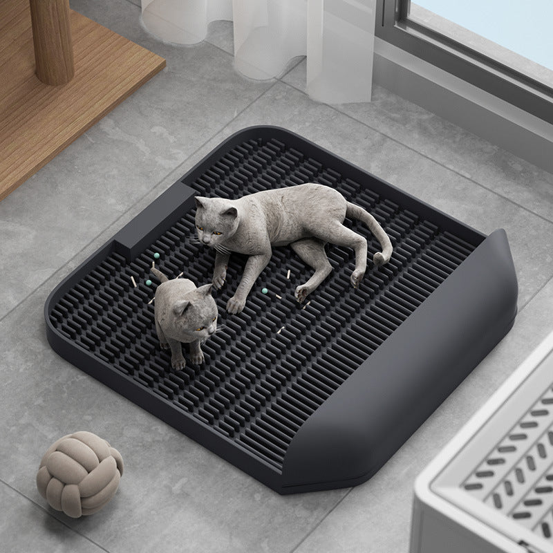 KFX-6211517 Bamboo Charcoal Cat Litter Pad Mat - Pet Supplies in Gray and Cream Yellow 37x37x8CM