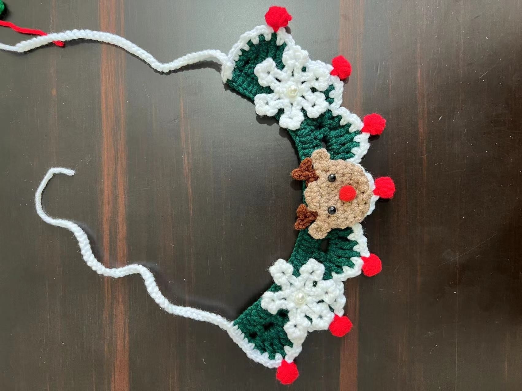 KFX-6211645 Knitted Christmas Scarf for Pets - Striped Santa Claus, Elk Designs & Bow Ties
