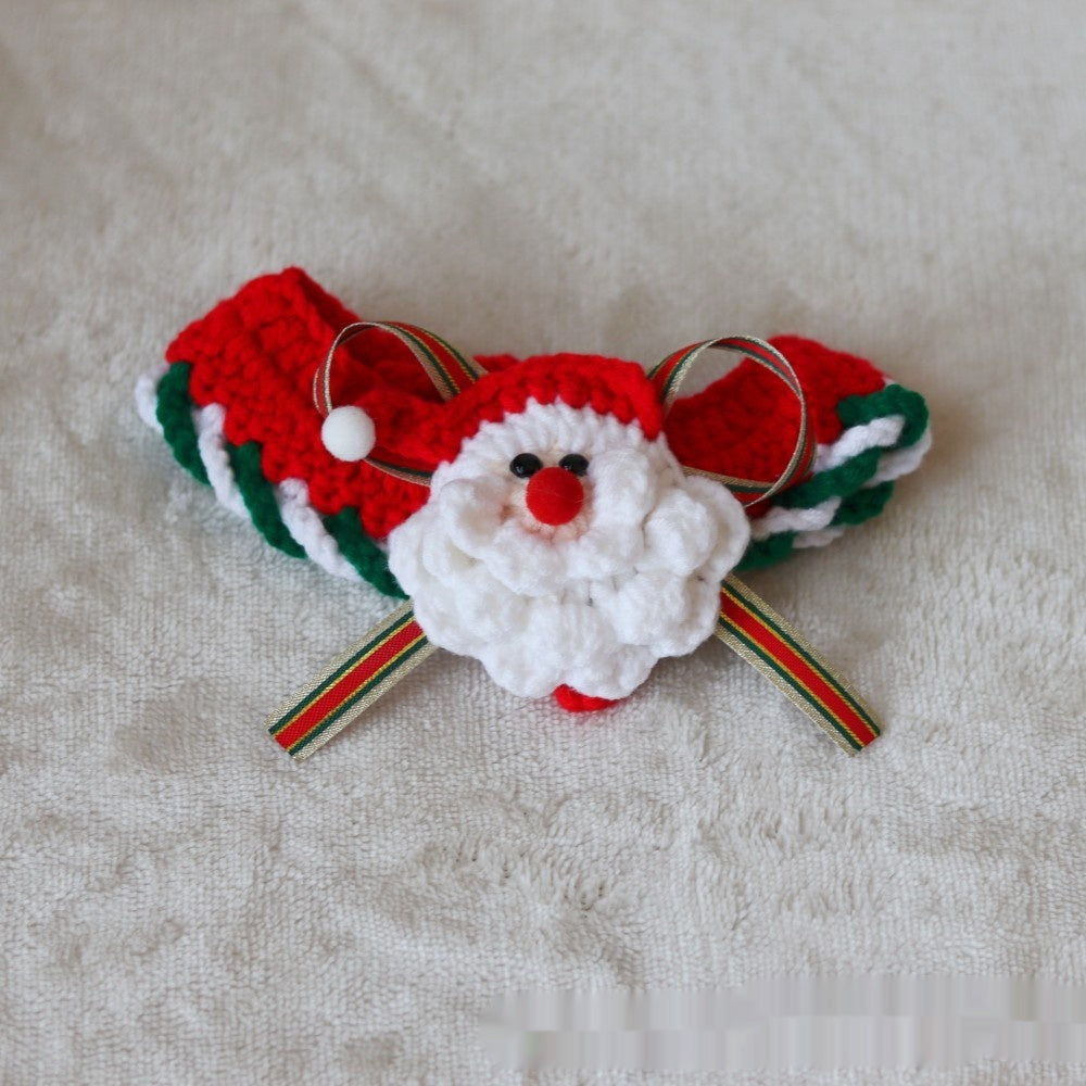 KFX-6211645 Knitted Christmas Scarf for Pets - Striped Santa Claus, Elk Designs & Bow Ties