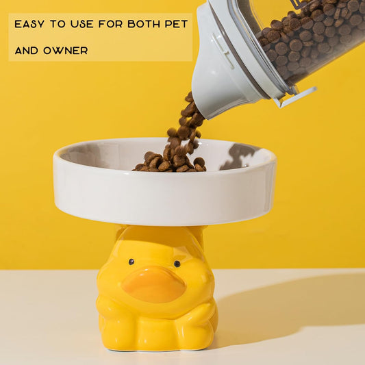 KFX-6212925 Elevated Ceramic Cat Bowls with Cute Animal Designs for Comfortable Feeding and Easy Cleaning