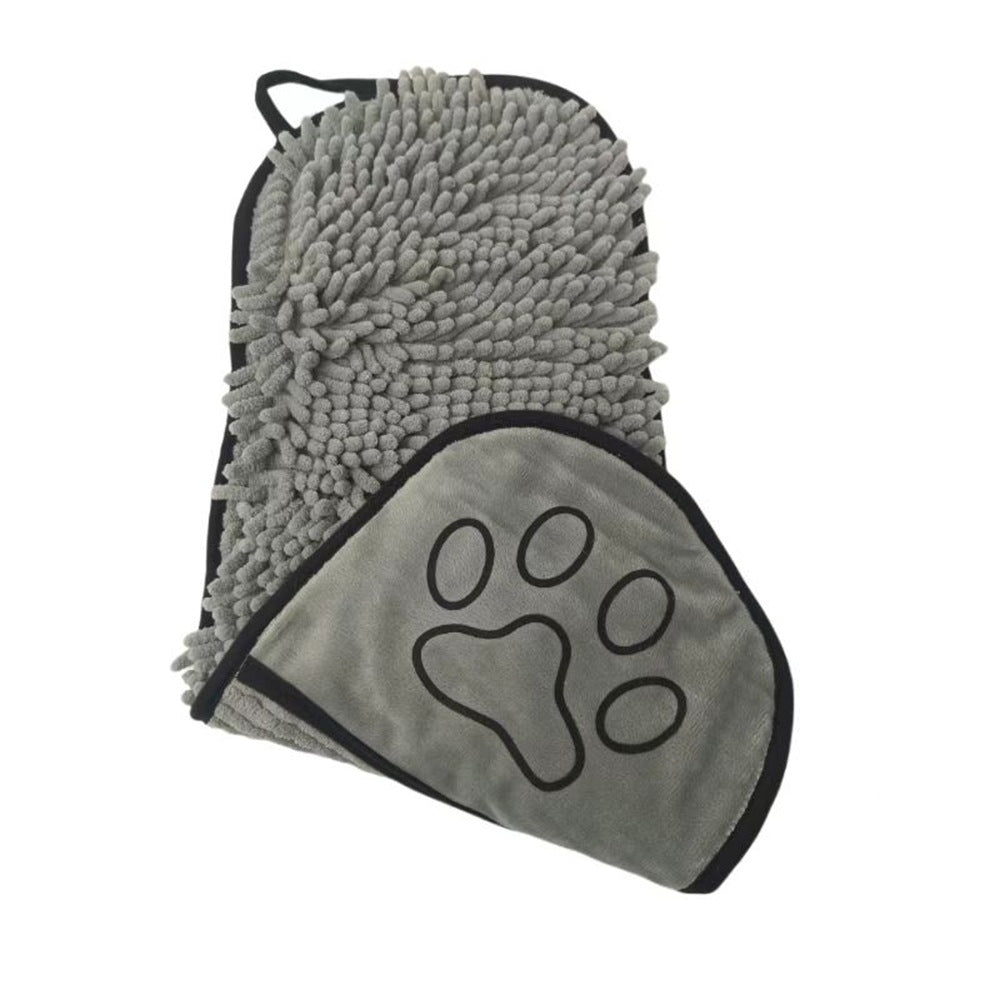 KFX-6215101 Chenilla Pet Bath Towel for Dogs and Cats - Quick-Dry Water Absorbent Towel, 53x22cm