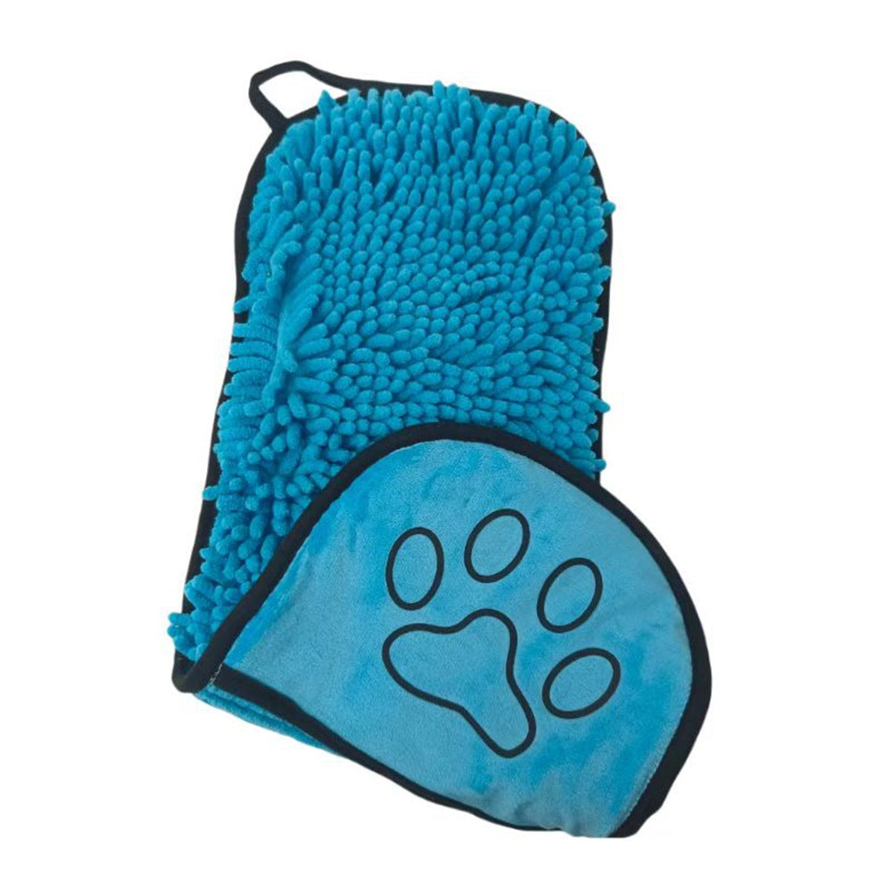 KFX-6215101 Chenilla Pet Bath Towel for Dogs and Cats - Quick-Dry Water Absorbent Towel, 53x22cm
