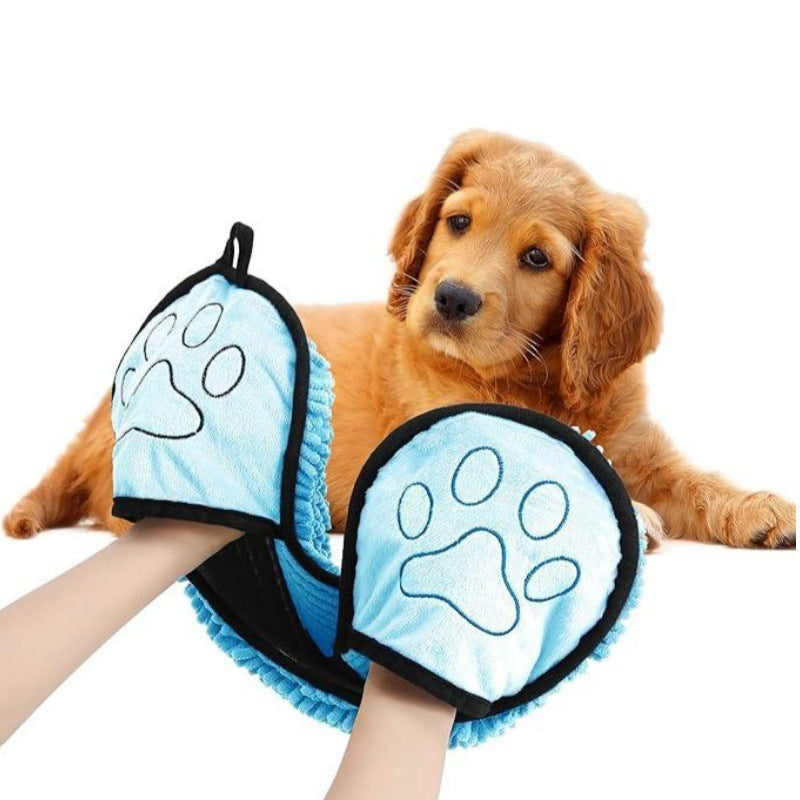 KFX-6215101 Chenilla Pet Bath Towel for Dogs and Cats - Quick-Dry Water Absorbent Towel, 53x22cm