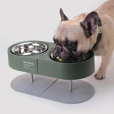 KFX-6215613 Versatile Camping Bowl for Cats and Dogs with Dish Rack - Khaki, Navy Blue, White