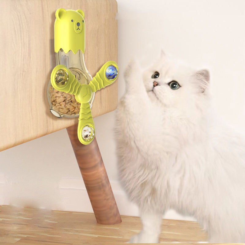 KFX-6219197 Interactive Cat Toy with Light and Sound - Multi-Function Rotating Feeder in Blue, Yellow, Off-White, Pink