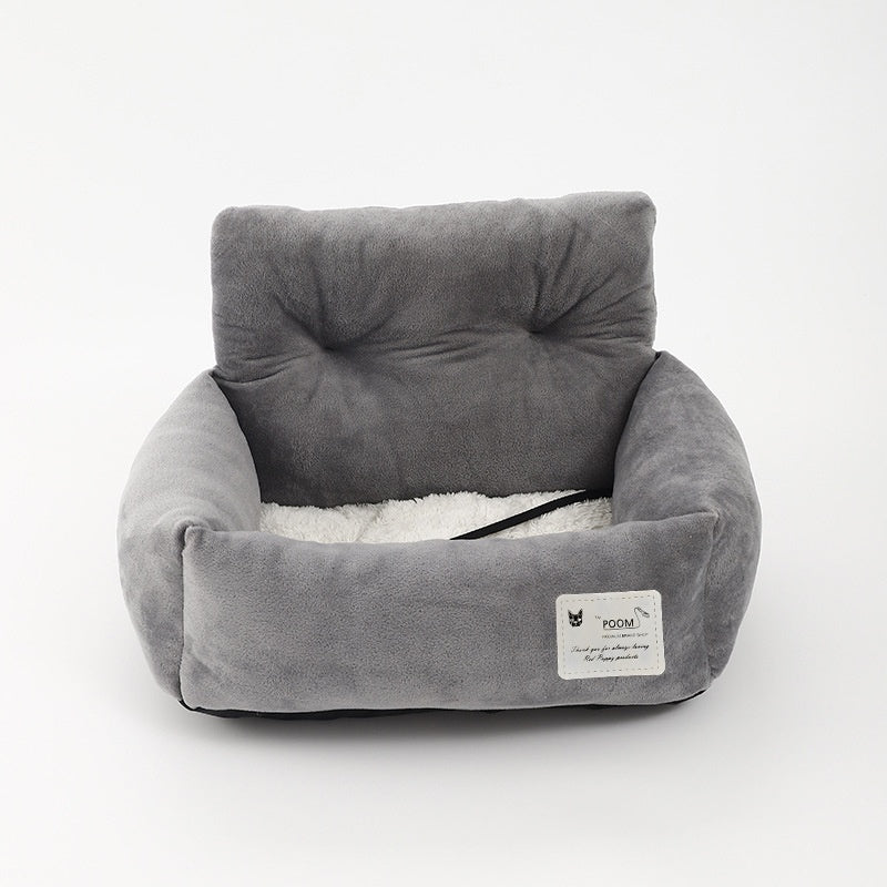 KFX-6219453 Universal Pet Car Nest - Gray Cloth Dog Bed, Large (53*42*29 cm) & Small (44*35*27 cm)
