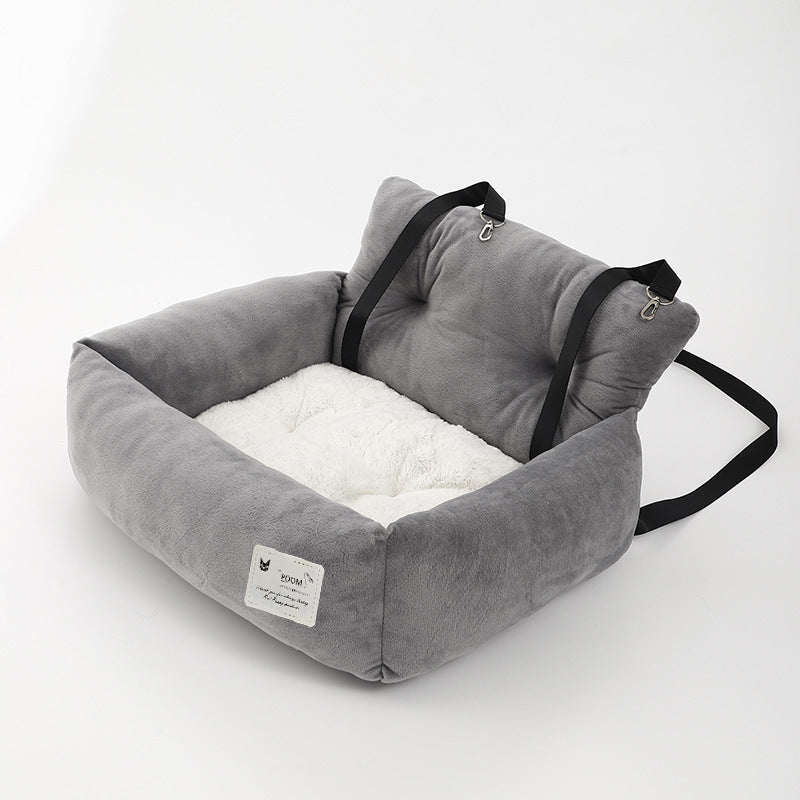 KFX-6219453 Universal Pet Car Nest - Gray Cloth Dog Bed, Large (53*42*29 cm) & Small (44*35*27 cm)