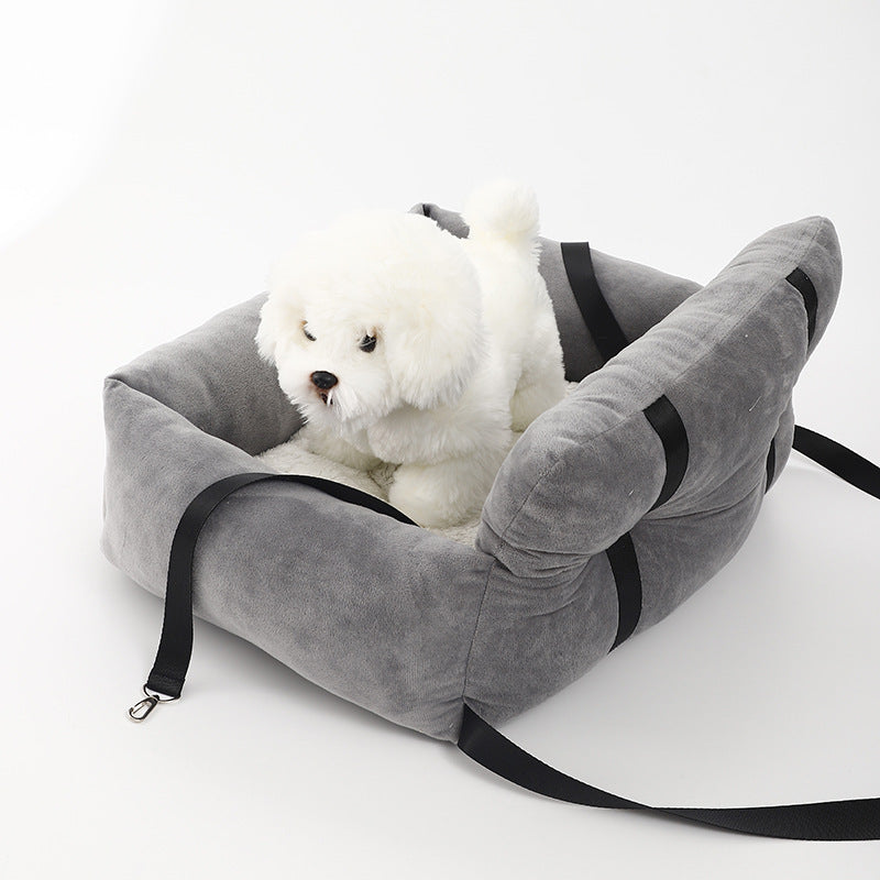KFX-6219453 Universal Pet Car Nest - Gray Cloth Dog Bed, Large (53*42*29 cm) & Small (44*35*27 cm)