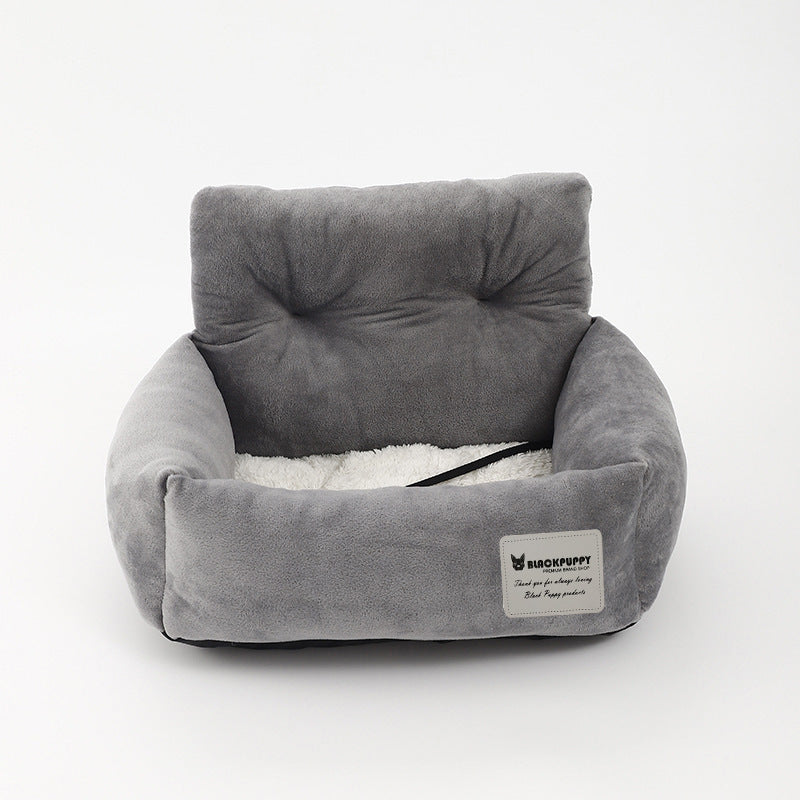 KFX-6219453 Universal Pet Car Nest - Gray Cloth Dog Bed, Large (53*42*29 cm) & Small (44*35*27 cm)