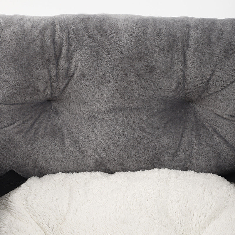 KFX-6219453 Universal Pet Car Nest - Gray Cloth Dog Bed, Large (53*42*29 cm) & Small (44*35*27 cm)
