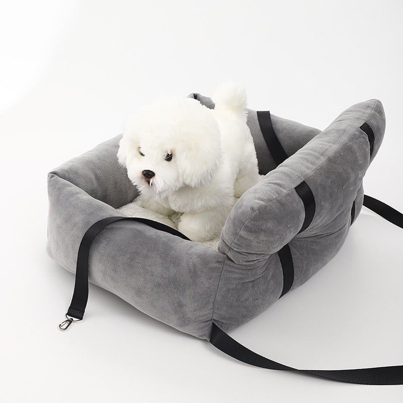 KFX-6219453 Universal Pet Car Nest - Gray Cloth Dog Bed, Large (53*42*29 cm) & Small (44*35*27 cm)