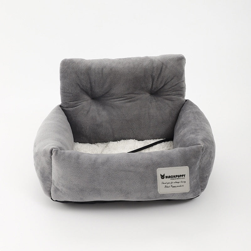 KFX-6219453 Universal Pet Car Nest - Gray Cloth Dog Bed, Large (53*42*29 cm) & Small (44*35*27 cm)