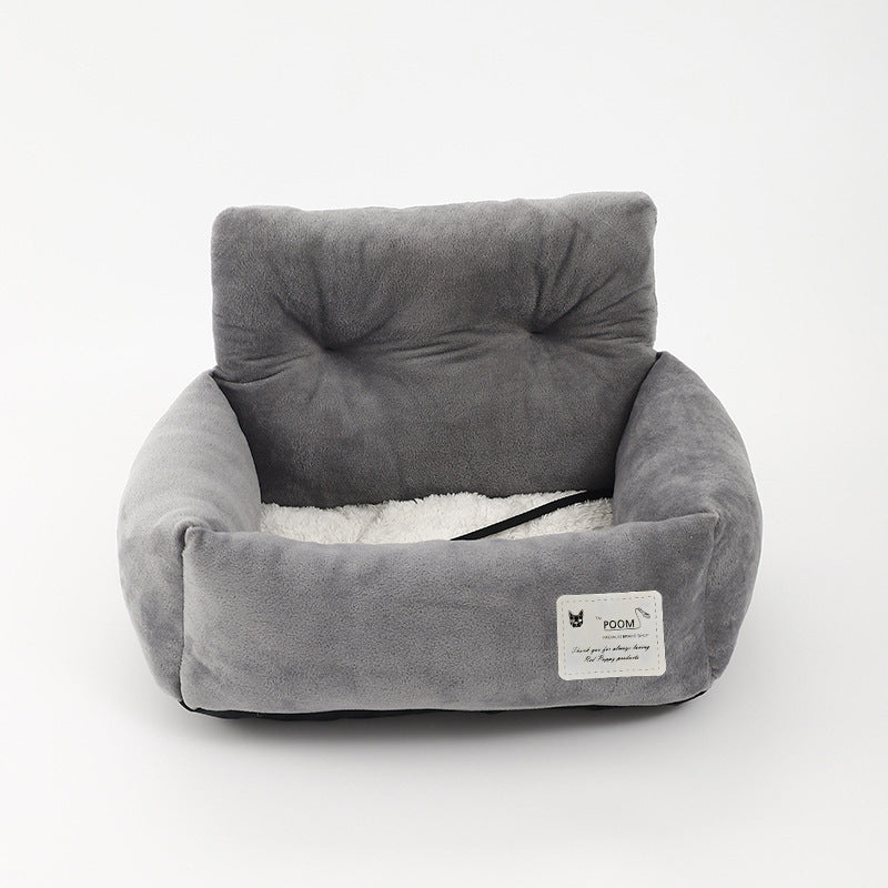 KFX-6219453 Universal Pet Car Nest - Gray Cloth Dog Bed, Large (53*42*29 cm) & Small (44*35*27 cm)