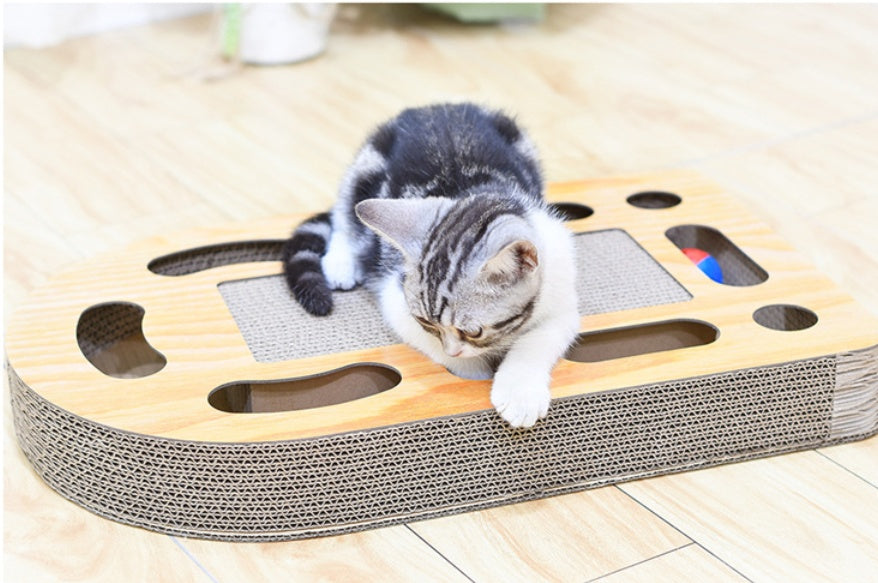 KFX-6221373 Cat Scratch Board with Ball - 50.5 x 30.5 x 6 cm, Durable Corrugated Design
