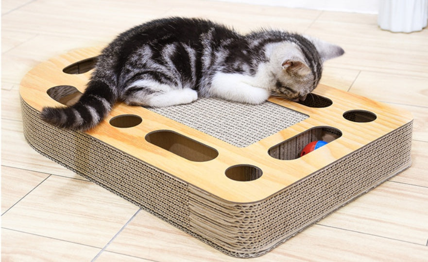 KFX-6221373 Cat Scratch Board with Ball - 50.5 x 30.5 x 6 cm, Durable Corrugated Design