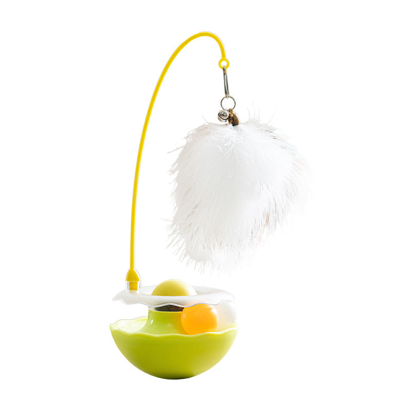 KFX-6222653 Interactive Cat Tumbler Toy with Catnip, Feather Teaser, and Bell for Indoor Exercise