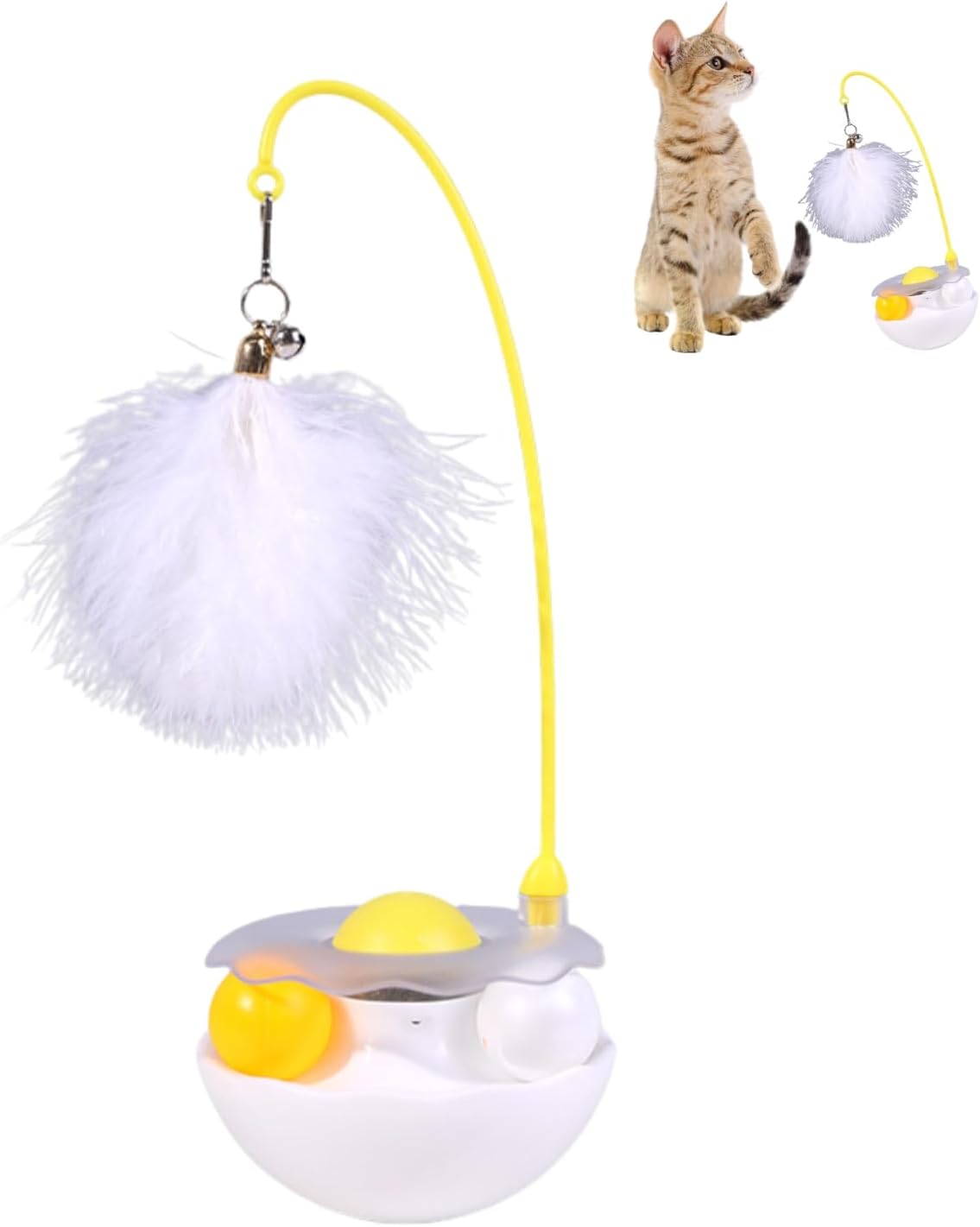 KFX-6222653 Interactive Cat Tumbler Toy with Catnip, Feather Teaser, and Bell for Indoor Exercise