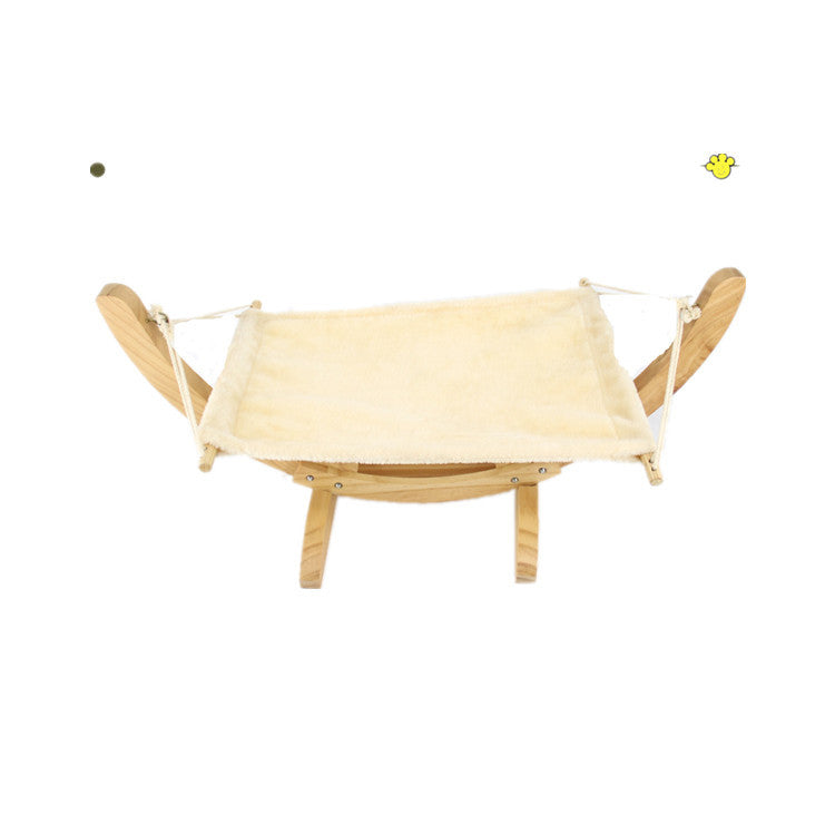 KFX-6222781 Removable and Washable Breathable Cat Hammock with Wooden Frame and Plush Mattress