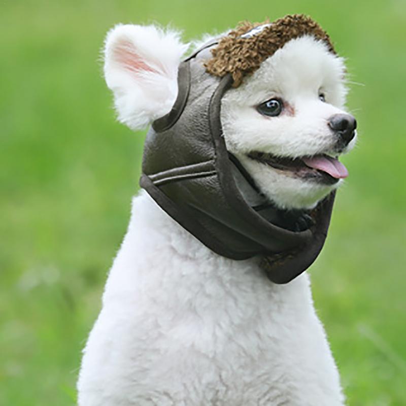 KFX-6223549 Pilot Hat for Small and Medium-Sized Dogs - Adjustable Flying Cap in Black and Brown