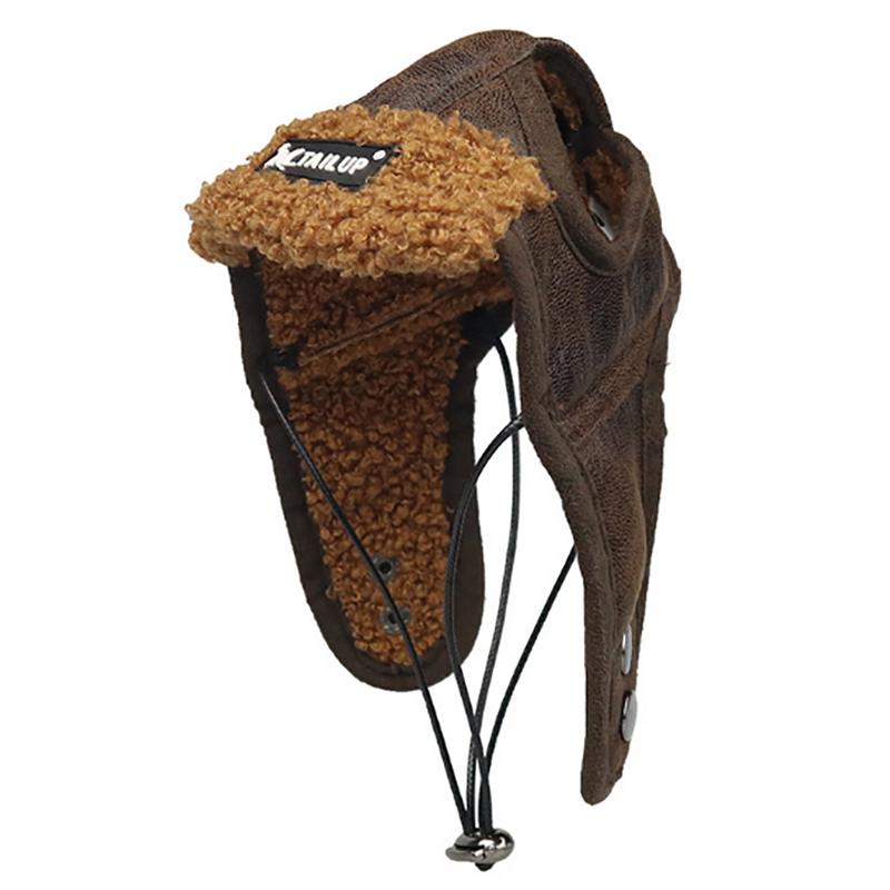 KFX-6223549 Pilot Hat for Small and Medium-Sized Dogs - Adjustable Flying Cap in Black and Brown