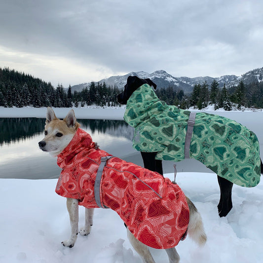 KFX-6225597 Warm Waterproof Quilted Dog Cotton Jacket in Emerald Green and Orange Red - Sizes M to 4XL
