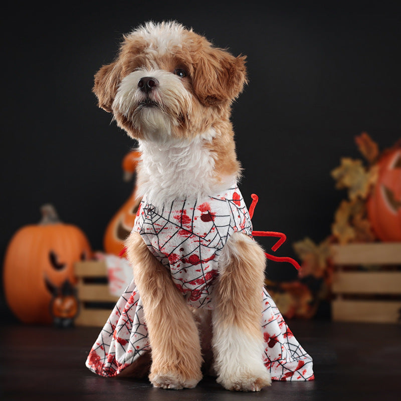KFX-6227517 Personalized Halloween Bloodshot Spider Skirt for Dogs, Casual Pet Clothing in Multiple Sizes