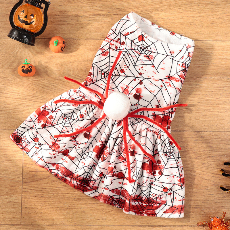 KFX-6227517 Personalized Halloween Bloodshot Spider Skirt for Dogs, Casual Pet Clothing in Multiple Sizes
