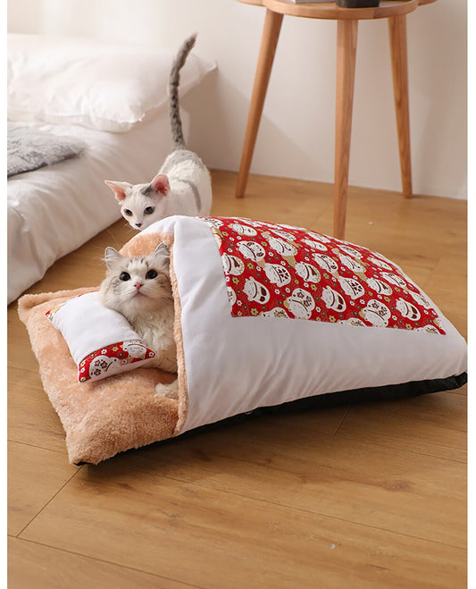 KFX-6227773 Removable and Washable Cat Litter Nest in Red and Blue - Size Options S, M, L