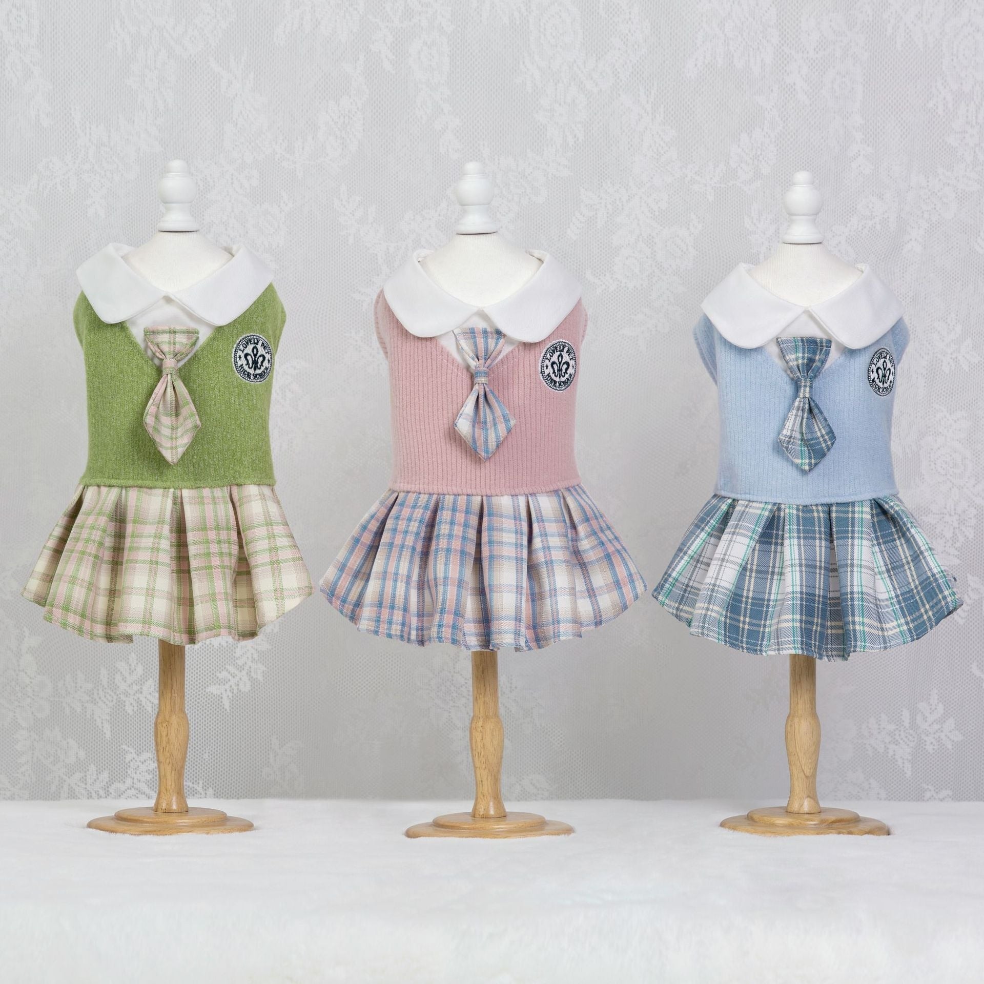 KFX-6228541 Tartan Skirt for Pets in Pink, Blue, and Green - Sizes XS to 2XL