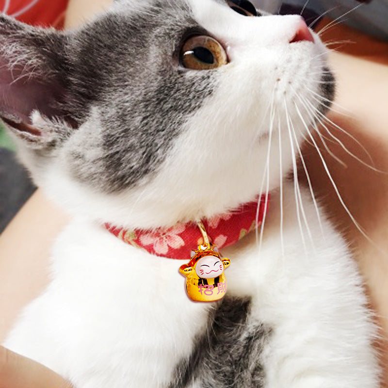 KFX-6228925 Small Pet Collar with Japanese Bell for Cats and Dogs - Multiple Styles Available
