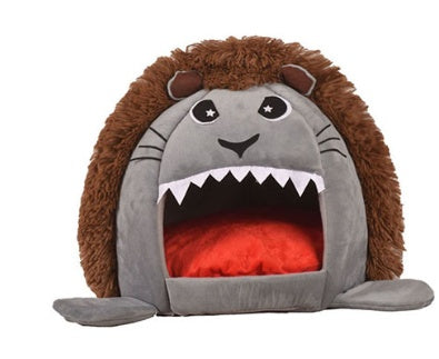 KFX-6230973 Cozy Velvet Cat Tent Bed for Small to Medium Pets - Yellow, Gray, Pink, Brown