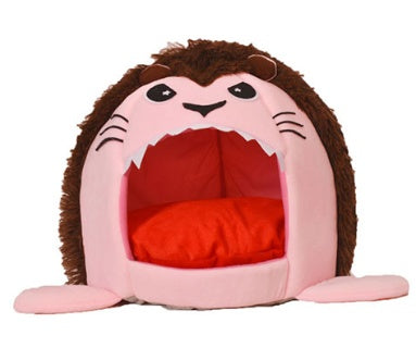 KFX-6230973 Cozy Velvet Cat Tent Bed for Small to Medium Pets - Yellow, Gray, Pink, Brown