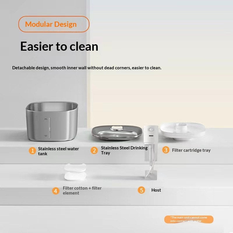KFX-6232765 Smart Water Dispenser for Cats - 4L Capacity SUS304 Stainless Steel Fountain