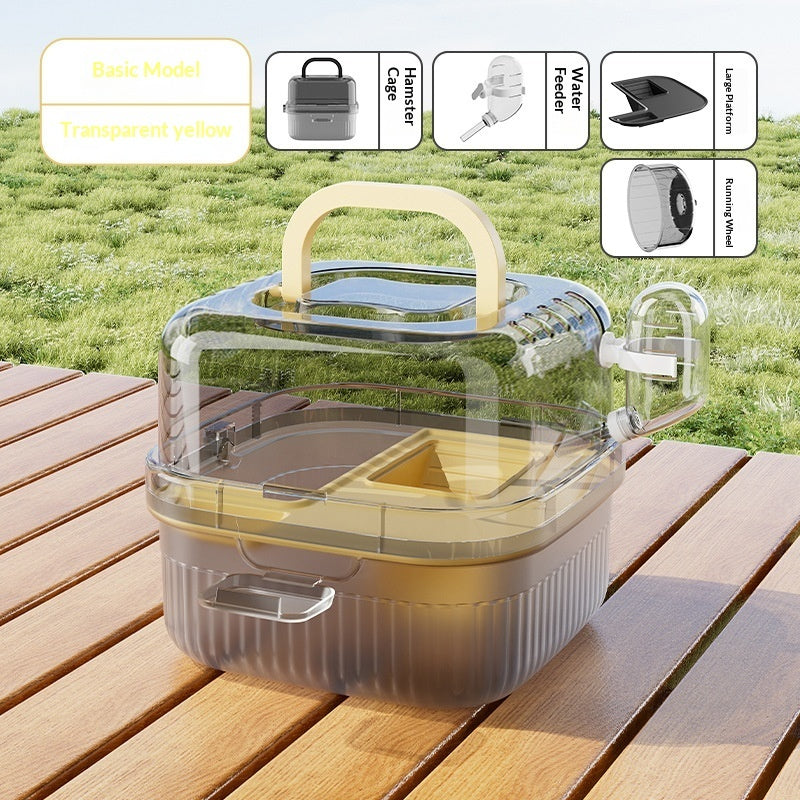 KFX-6233149 Portable Outdoor Hamster Travel Cage with Water Dispenser and Running Wheel