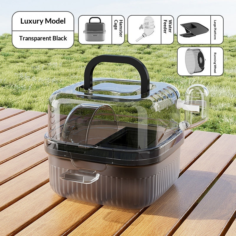 KFX-6233149 Portable Outdoor Hamster Travel Cage with Water Dispenser and Running Wheel