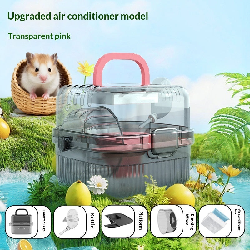 KFX-6233149 Portable Outdoor Hamster Travel Cage with Water Dispenser and Running Wheel