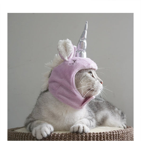 KFX-6234301 Purple Silver Horn Pet Halloween Hat for Cats - Medium Size