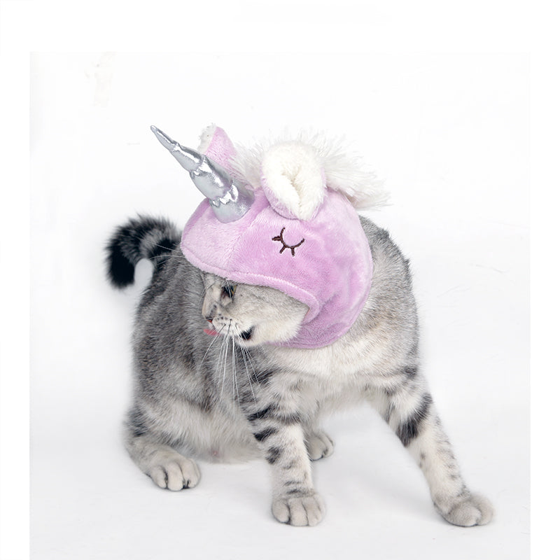 KFX-6234301 Purple Silver Horn Pet Halloween Hat for Cats - Medium Size