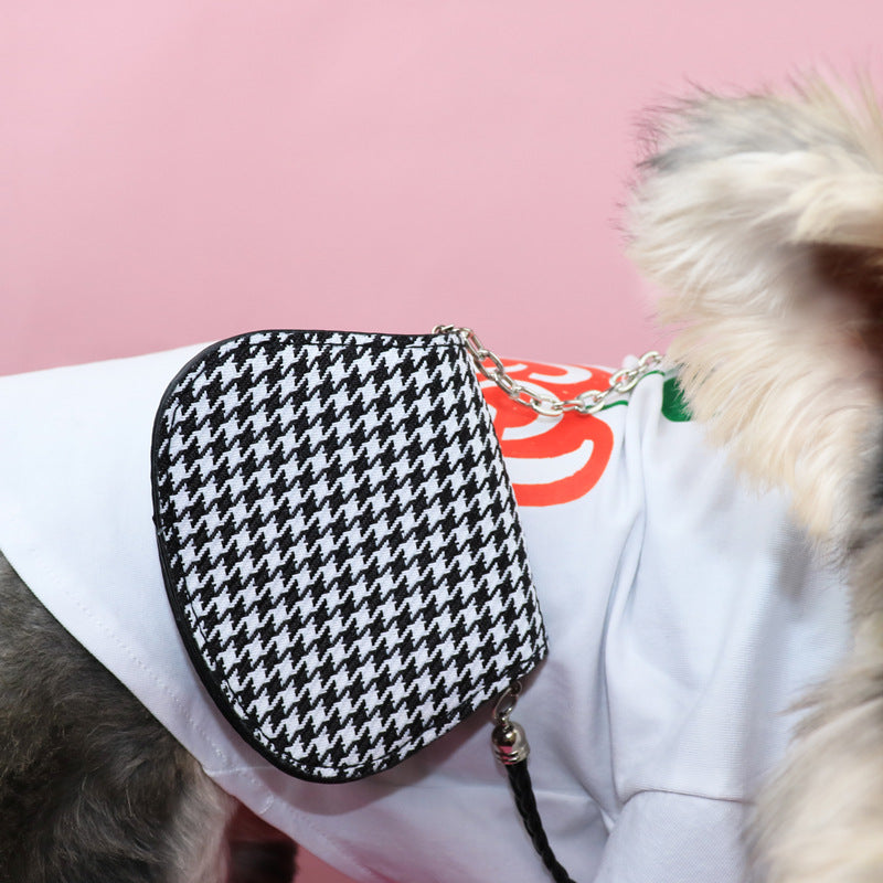 KFX-6235069 Pet Backpack Carrier for Small Dogs and Cats - Adjustable Chain & Houndstooth Design
