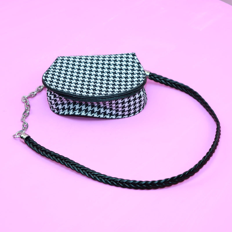 KFX-6235069 Pet Backpack Carrier for Small Dogs and Cats - Adjustable Chain & Houndstooth Design