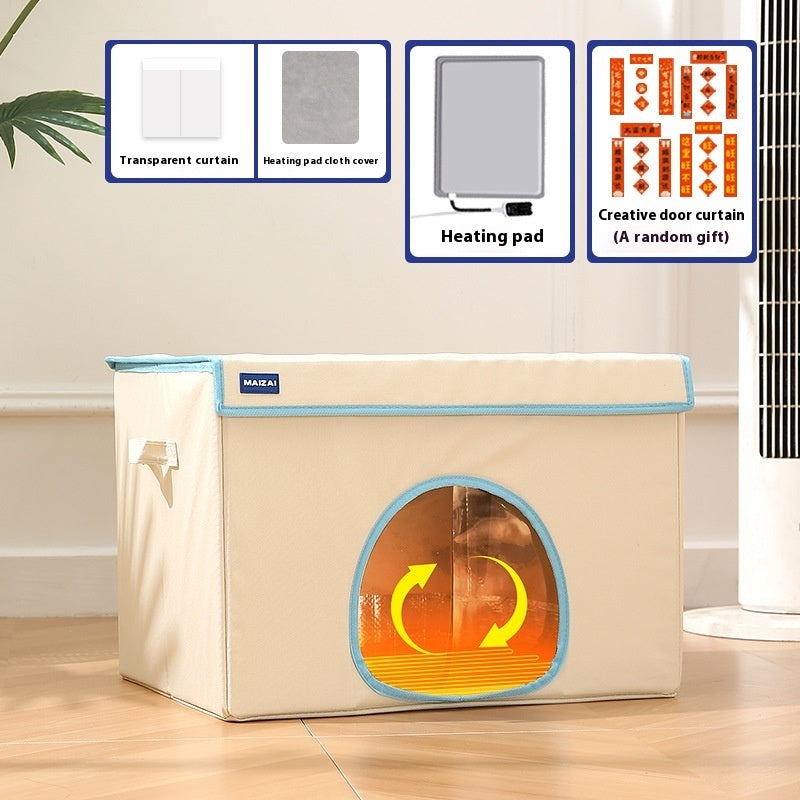 KFX-6236733 Cozy Winter Cat Nest Bed with Removable Heating Mat, Two Sizes Available