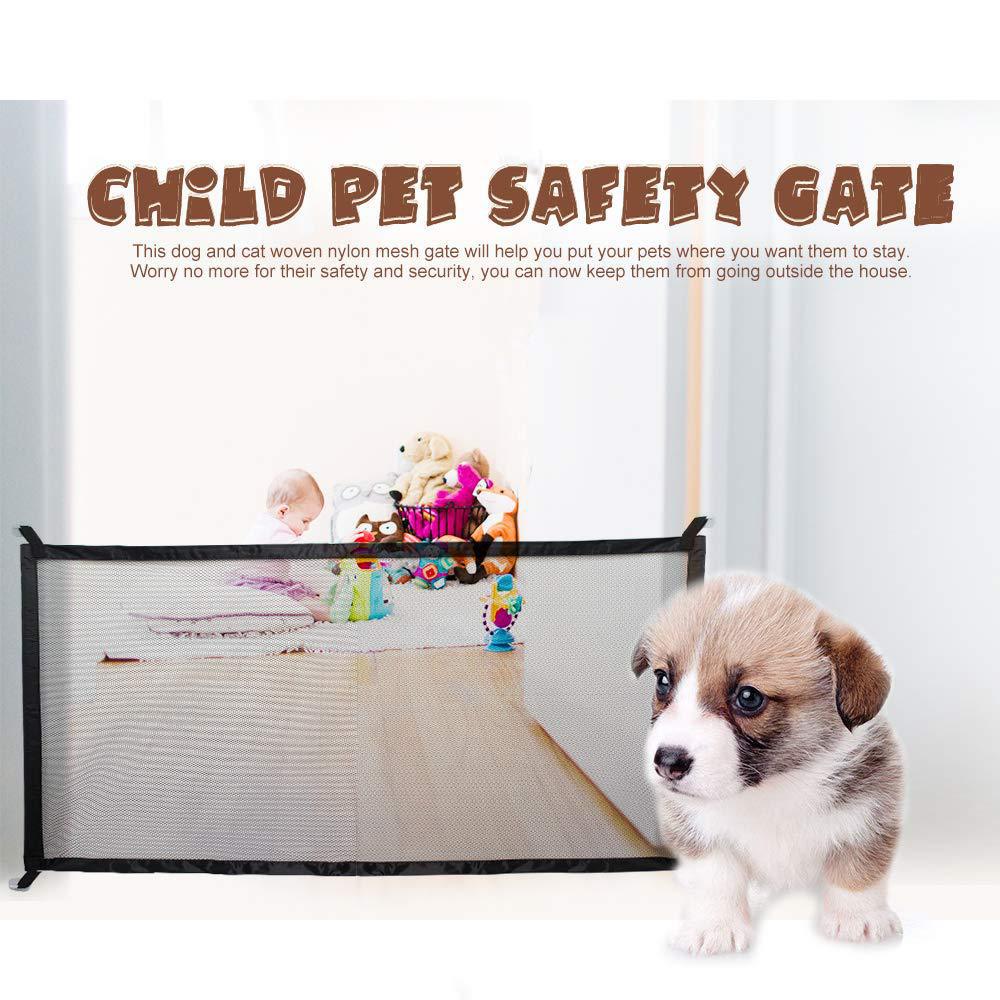 KFX-6236861 Portable Pet Isolation Net - Folding Safety Playpen for Dogs, Black Nylon with Sticky Hooks, Available in Small and Large Sizes