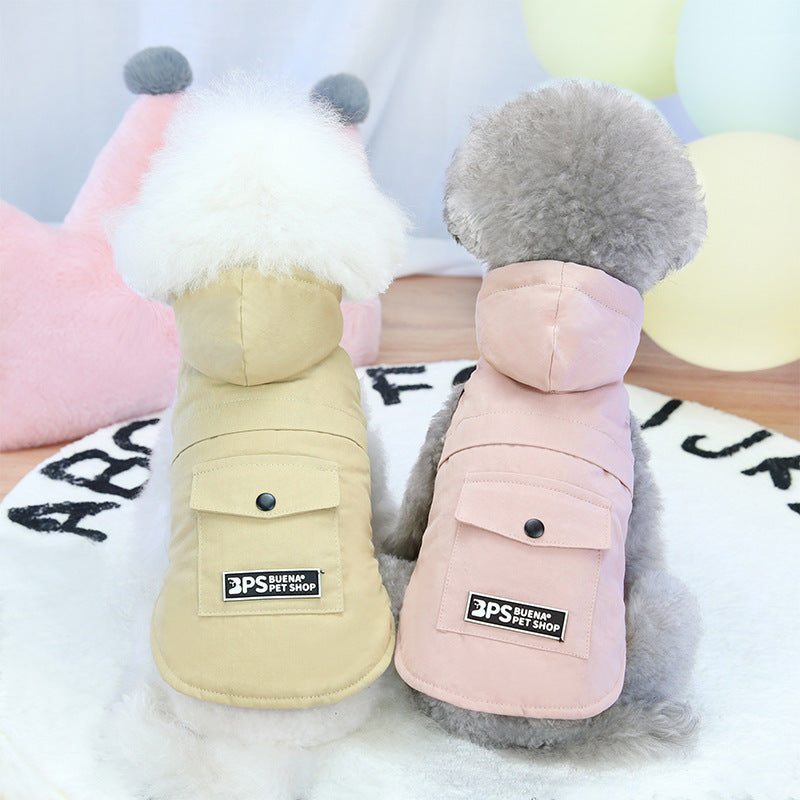 KFX-6237245 Corgi Bichon Cozy Velvet Hooded Vest for Pets - Autumn & Winter Wear