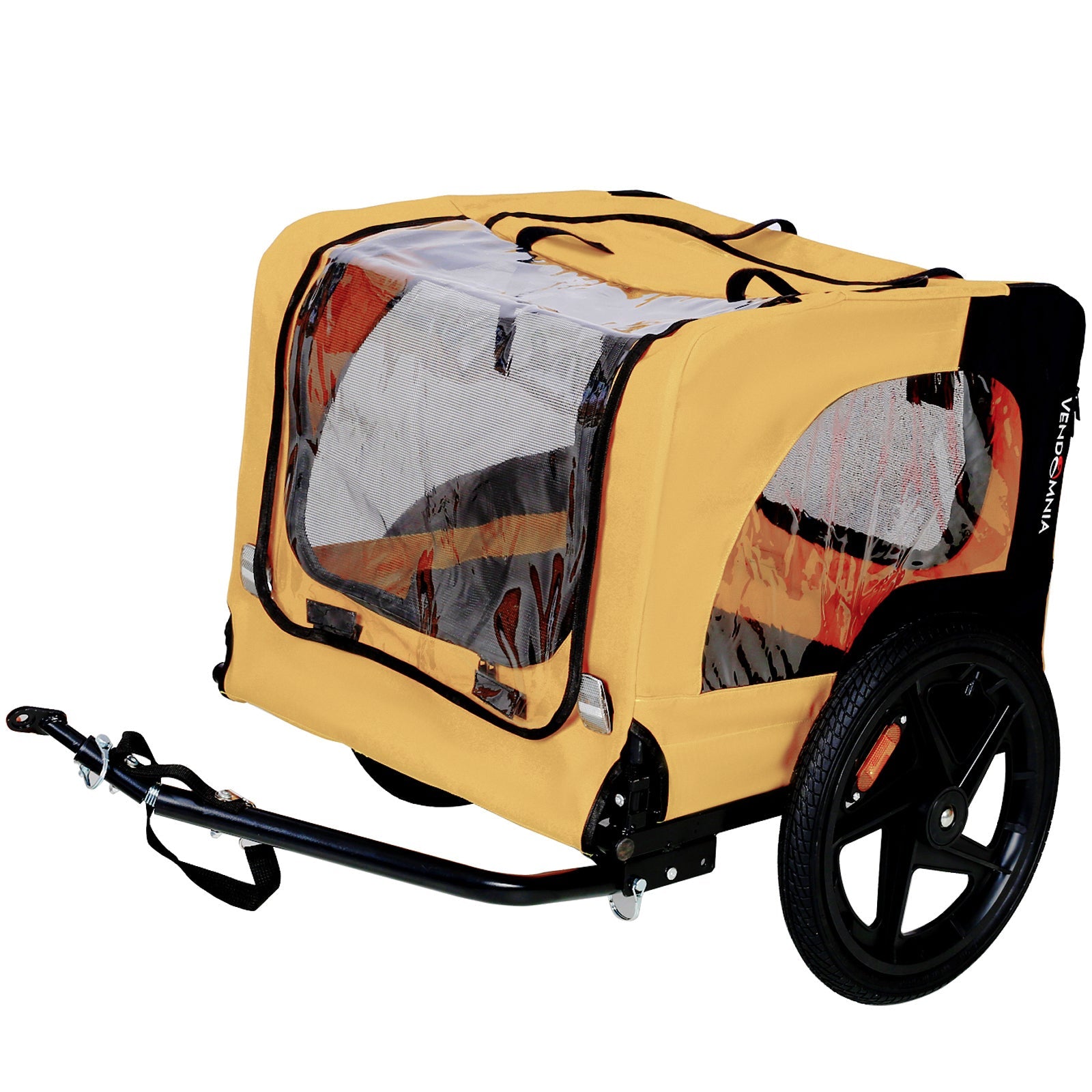 KFX-6238909 Heavy Duty Yellow Foldable Pet Stroller with Bicycle Tow and Weatherproof Canopy for Dogs